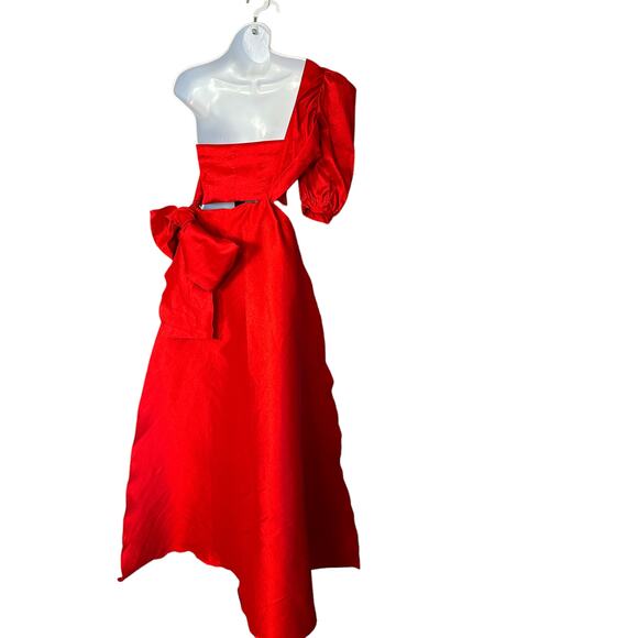 NBD Red One Shoulder Top XS Cocktail Party Designer Taffeta Revolve $188 NEW - Picture 9 of 13